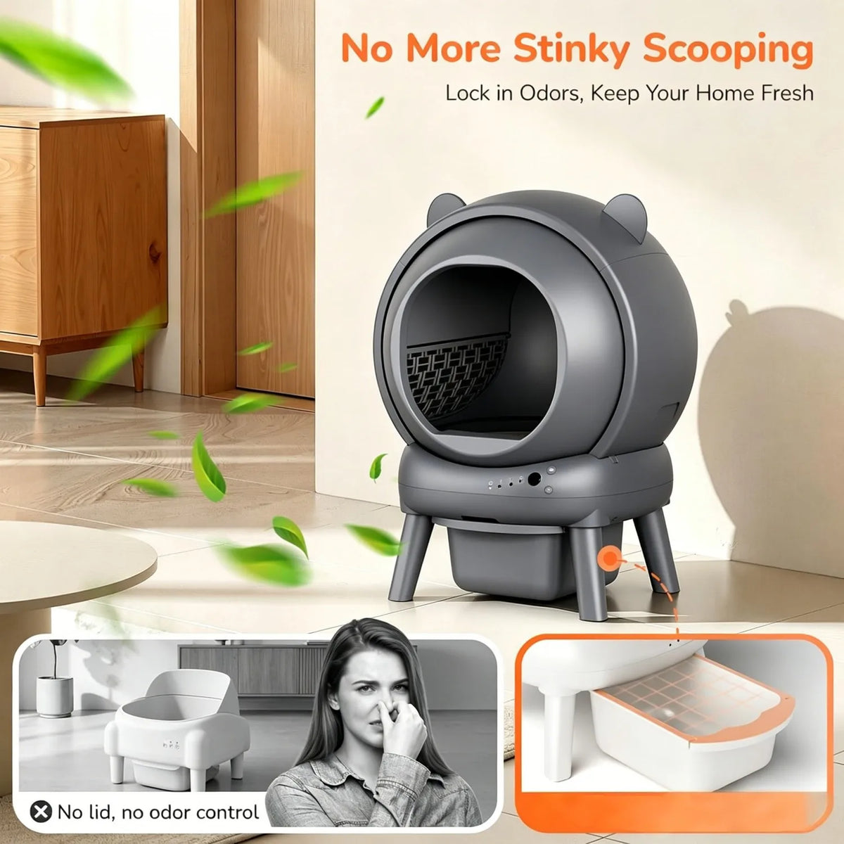 Cumrige Automatic Self-Cleaning Cat Litter Box with Smart App Control and Safety Sensors for Multiple Cats Household - Whiskersnwigglesshop