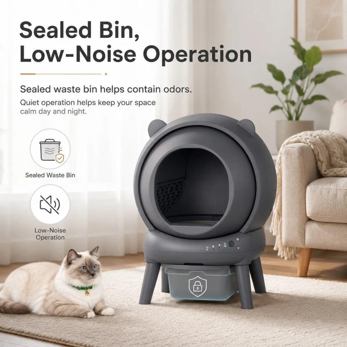 Cumrige Automatic Self-Cleaning Cat Litter Box with Smart App Control and Safety Sensors for Multiple Cats Household - Whiskersnwigglesshop