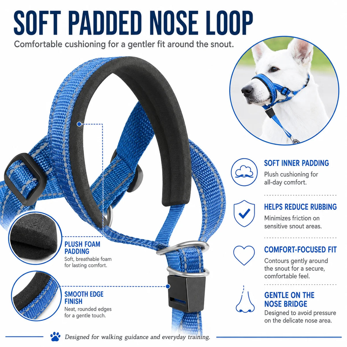 Reflective Adjustable No Pull Dog Head Halter for Training & Better Control