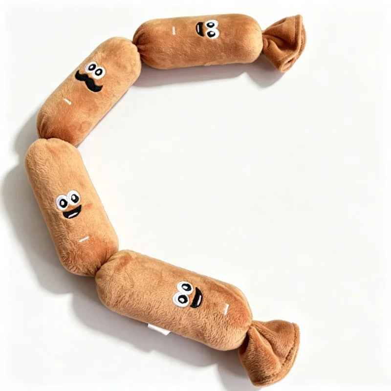 Sausage Shaped Squeaky Plush Dog Toy