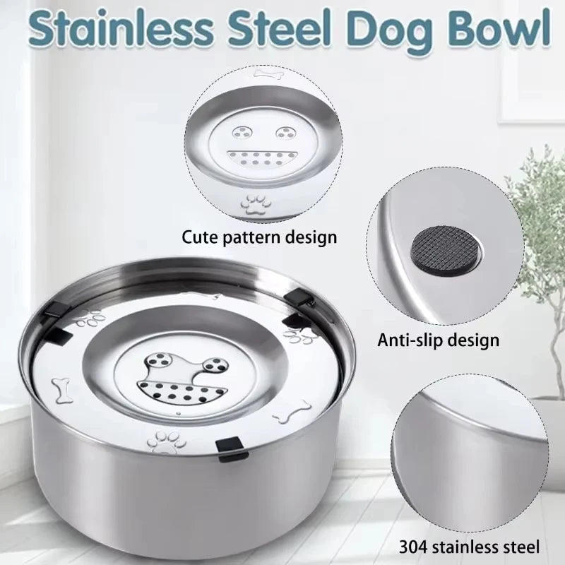 Big Capacity Stainless Steel Dog Floating Bowl/No Spill Anti-Splash Dog Water Dispenser