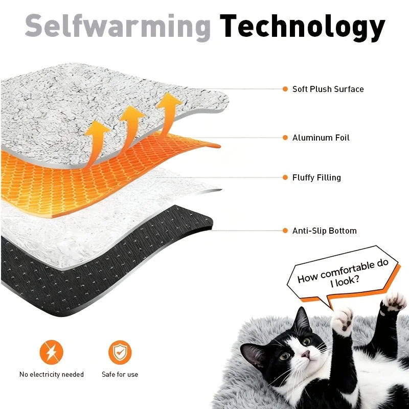 Self-Warming Heating Pad for Cats & Dogs With Anti-Slip and Washable Cover