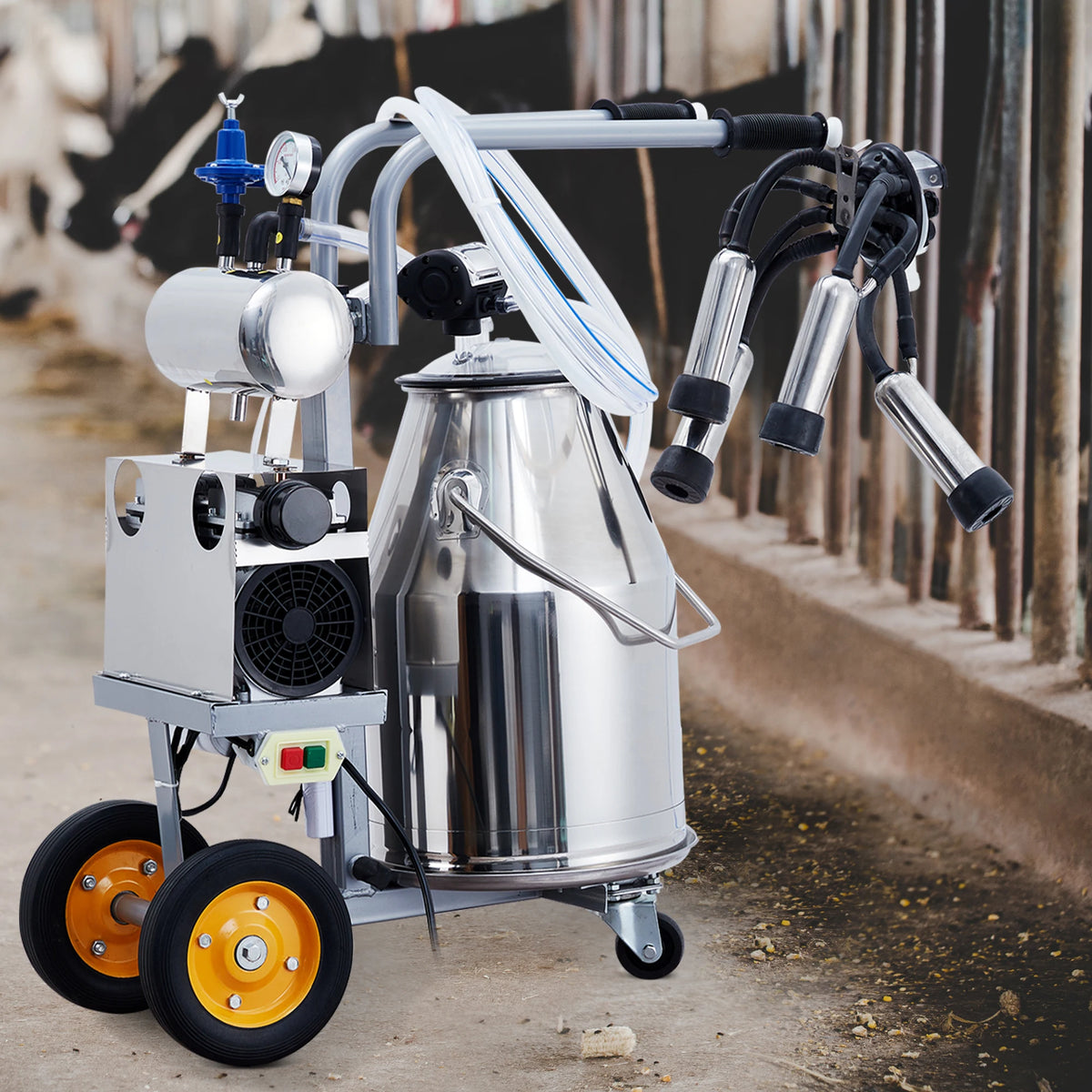 Portable Electric Milking Machine with 25L 304 Stainless Steel Bucket for Farm Use - Whiskersnwigglesshop