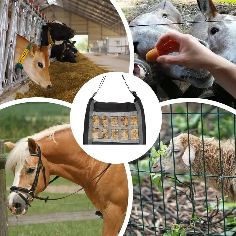 Horse Hay Bag Strong Load Bearing Hangable Horse Feeder Water Resistant Hay Storage Container Slow Feed Hay Bag