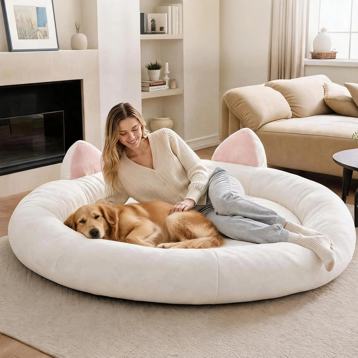 XXL Orthopedic Memory Foam Dog Bed 70x70x9.8in For Large Senior Dog, Waterproof Liner, Washable Cover, and Non-Slip Base