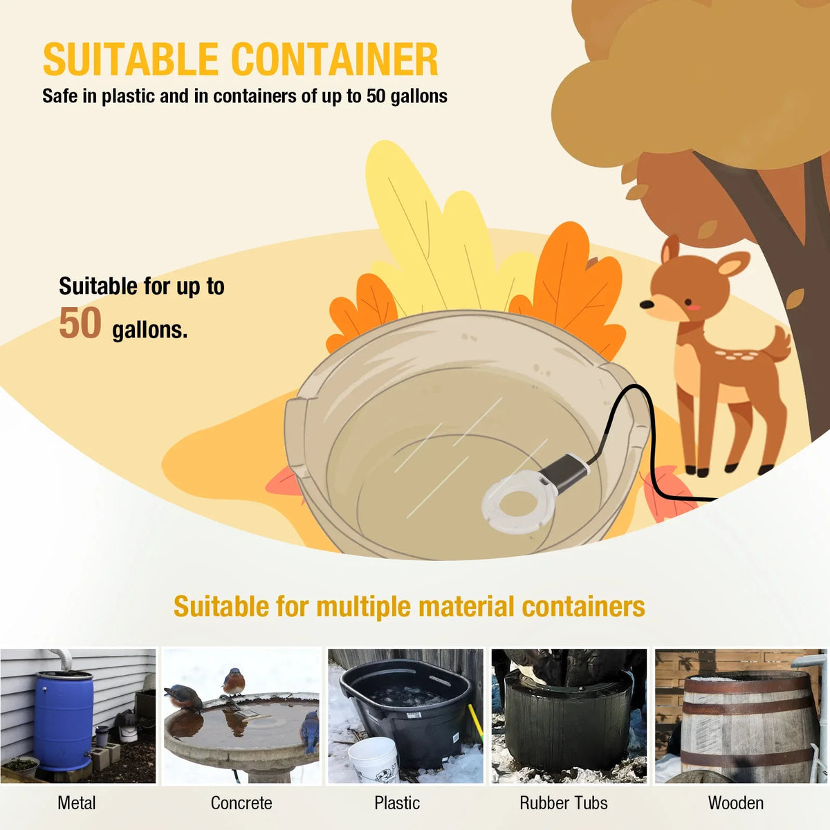 Submergible Cast Aluminum Thermostatic Control Heater De-Icer for Livestock Poultry Birds Cows Horses