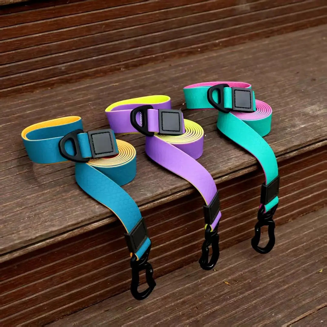 Two‑Tone Waterproof PVC Dog Collar Leash Set with Quick Release Buckle