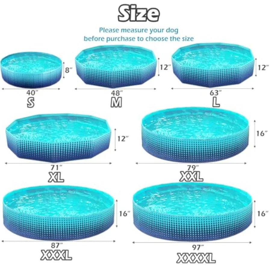 Collapsible Dog Pool - Hard Plastic Paddling Swimming Pool for Backyard