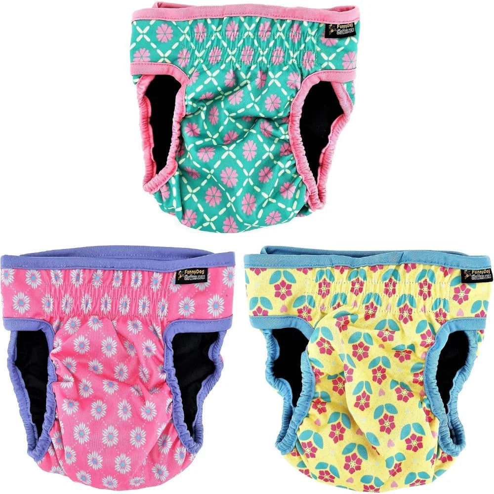 Pack of 6 Female Dog Diapers with 4 - Layers of Absorbent Pads Waterproof Leak Proof