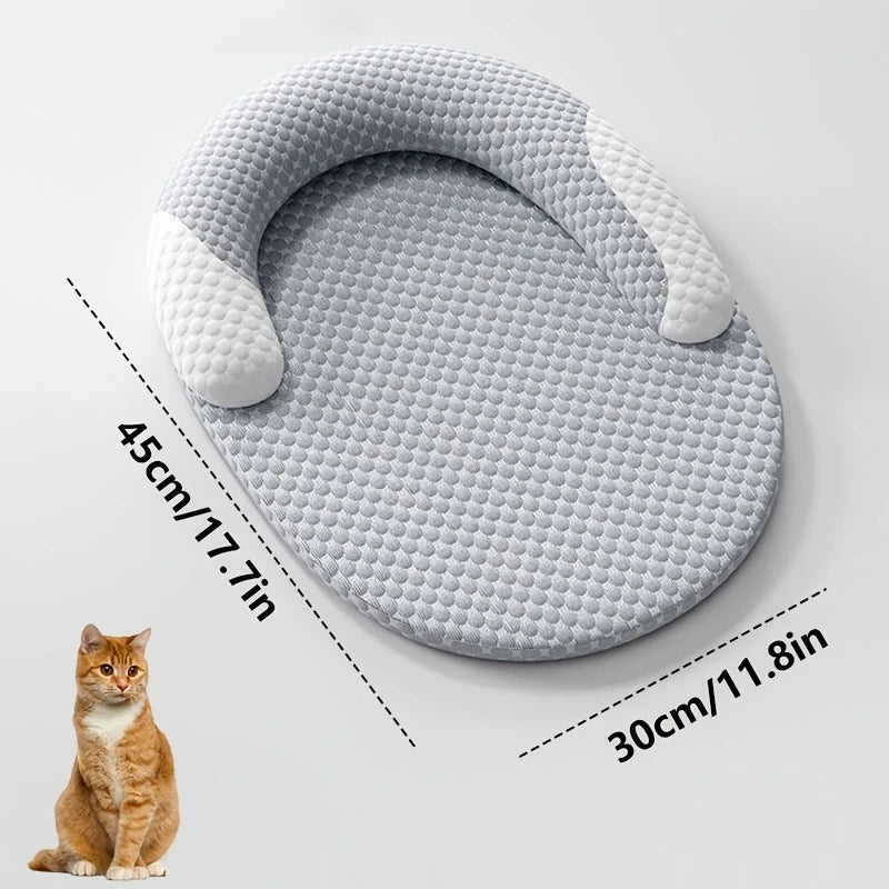 Summer Ice Silk Cooling Dog Bed Oval Breathable Heat Dissipation Pet Mat Nest Cooling Pad
