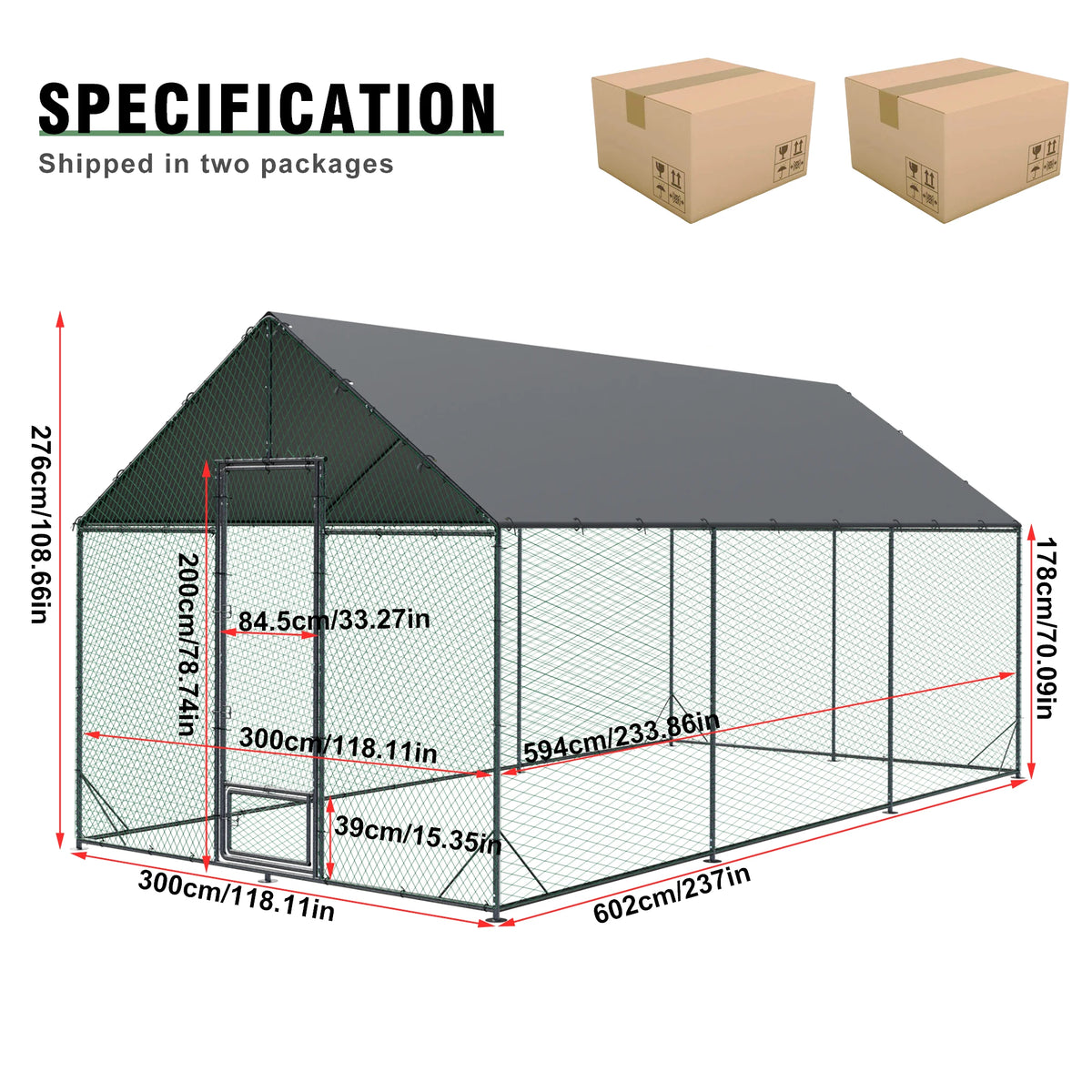 Upgraded Heavy Duty Metal Chicken Coop W/ Cover and Nylon Netting for Outdoor Backyard