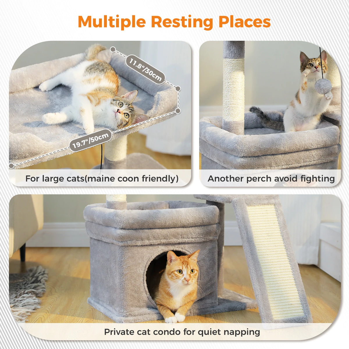 Small Cat Tree Tower with Sisal Scratching Post and Pad for Indoor Cat