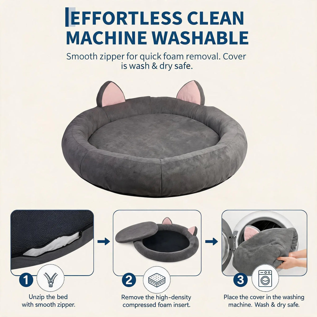 XXL Orthopedic Memory Foam Dog Bed 70x70x9.8in For Large Senior Dog, Waterproof Liner, Washable Cover, and Non-Slip Base
