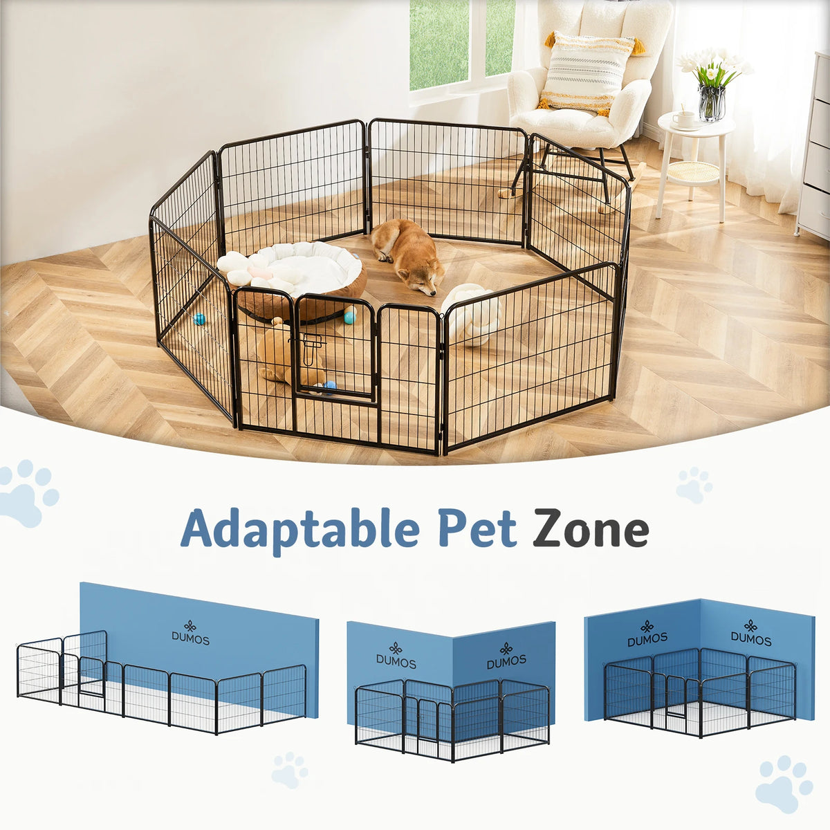 JHK Metal 8 Panels Foldable Dog 24 Inch to 32 Inch Playpen for Yard/Outdoors