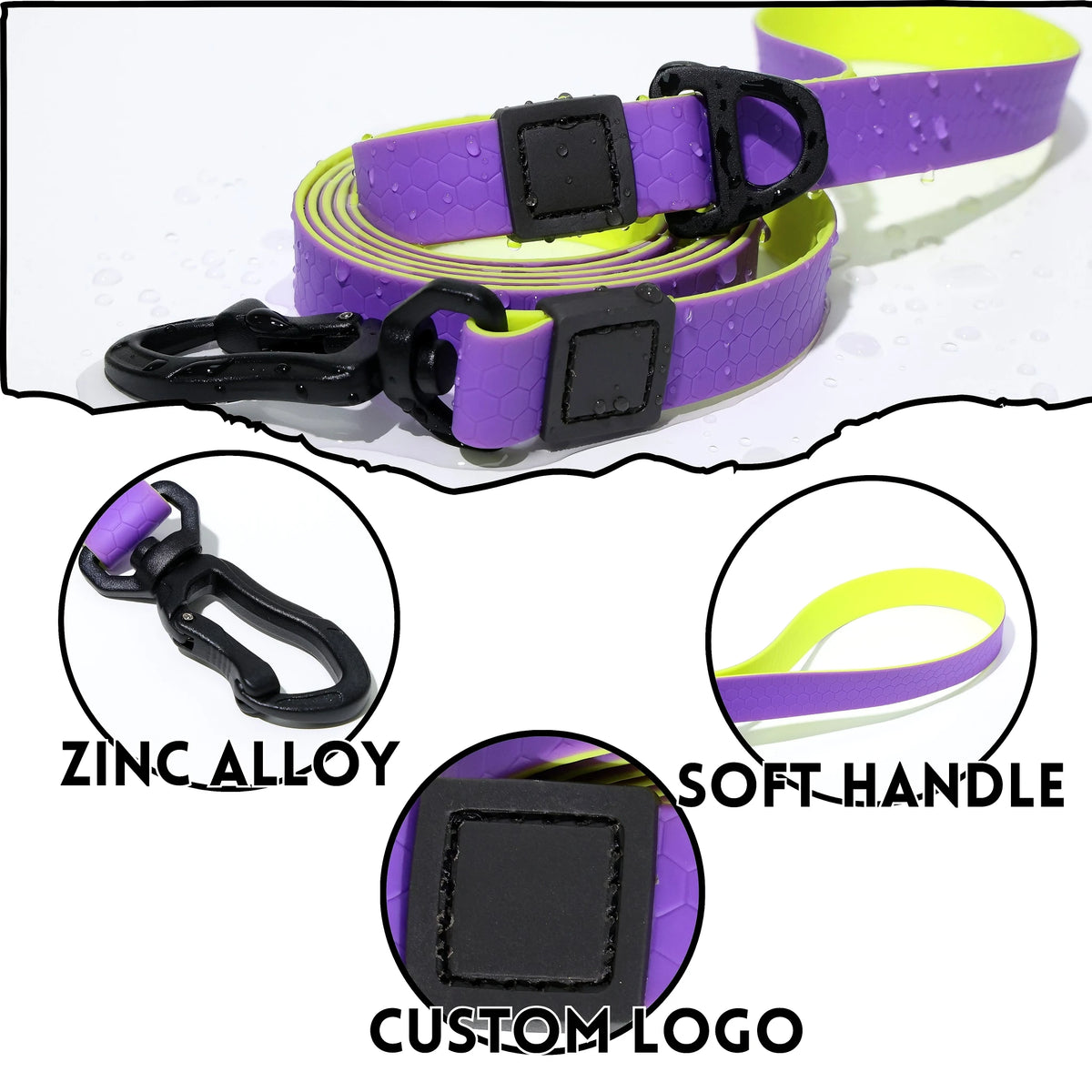 Two‑Tone Waterproof PVC Dog Collar Leash Set with Quick Release Buckle