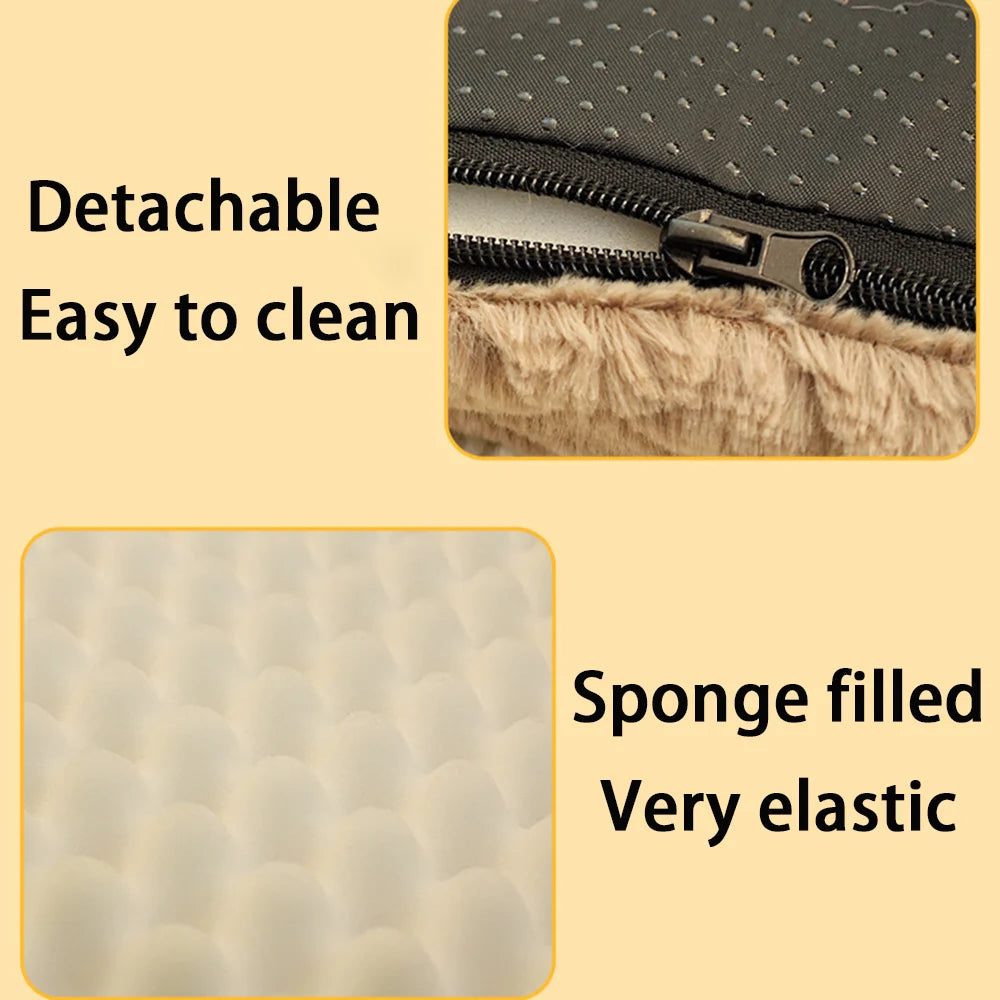 Orthopedic Foam Pet Bed With Removable Washable Faux Fur Cover & Anti-Slip Bottom