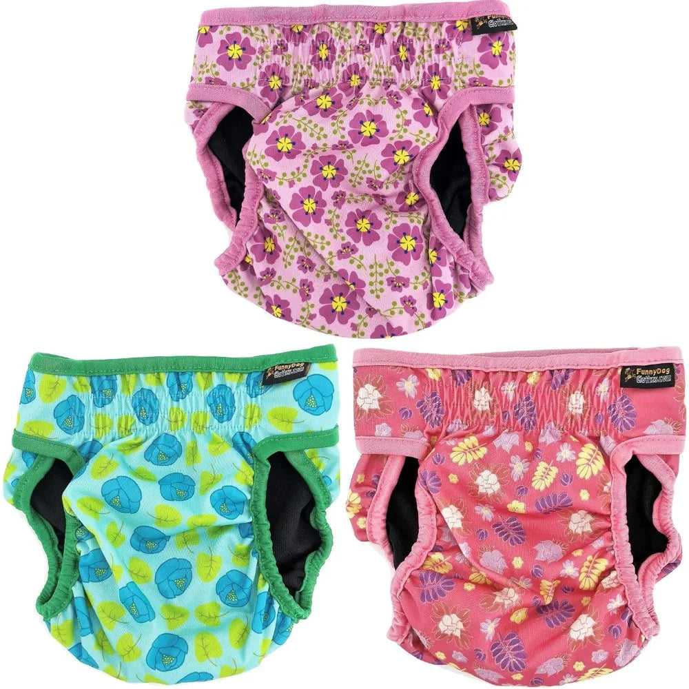Pack of 6 Female Dog Diapers with 4 - Layers of Absorbent Pads Waterproof Leak Proof