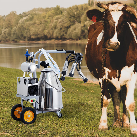 Portable Electric Milking Machine with 25L 304 Stainless Steel Bucket for Farm Use - Whiskersnwigglesshop