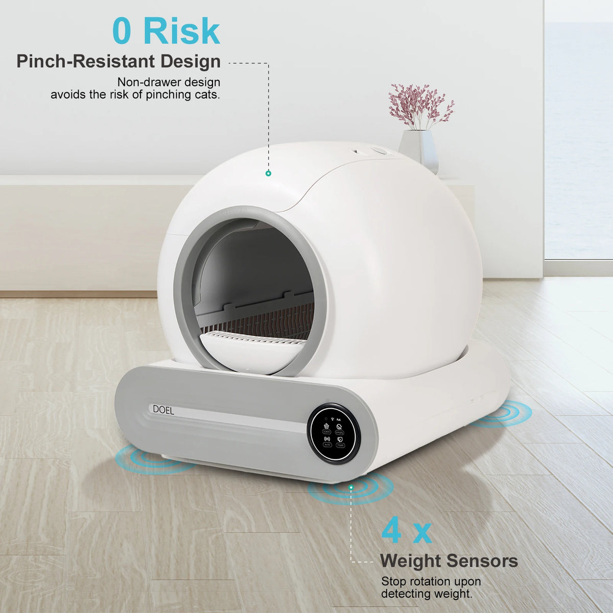 Automatic Smart Litter Box, Self-Cleaning, 65L Large Capacity, APP Control, 2.4G WiFi Only, Ion Odor Neutralization, Compatible with Clumping Litters and Ideal for Multi-Cat Homes - Whiskersnwigglesshop