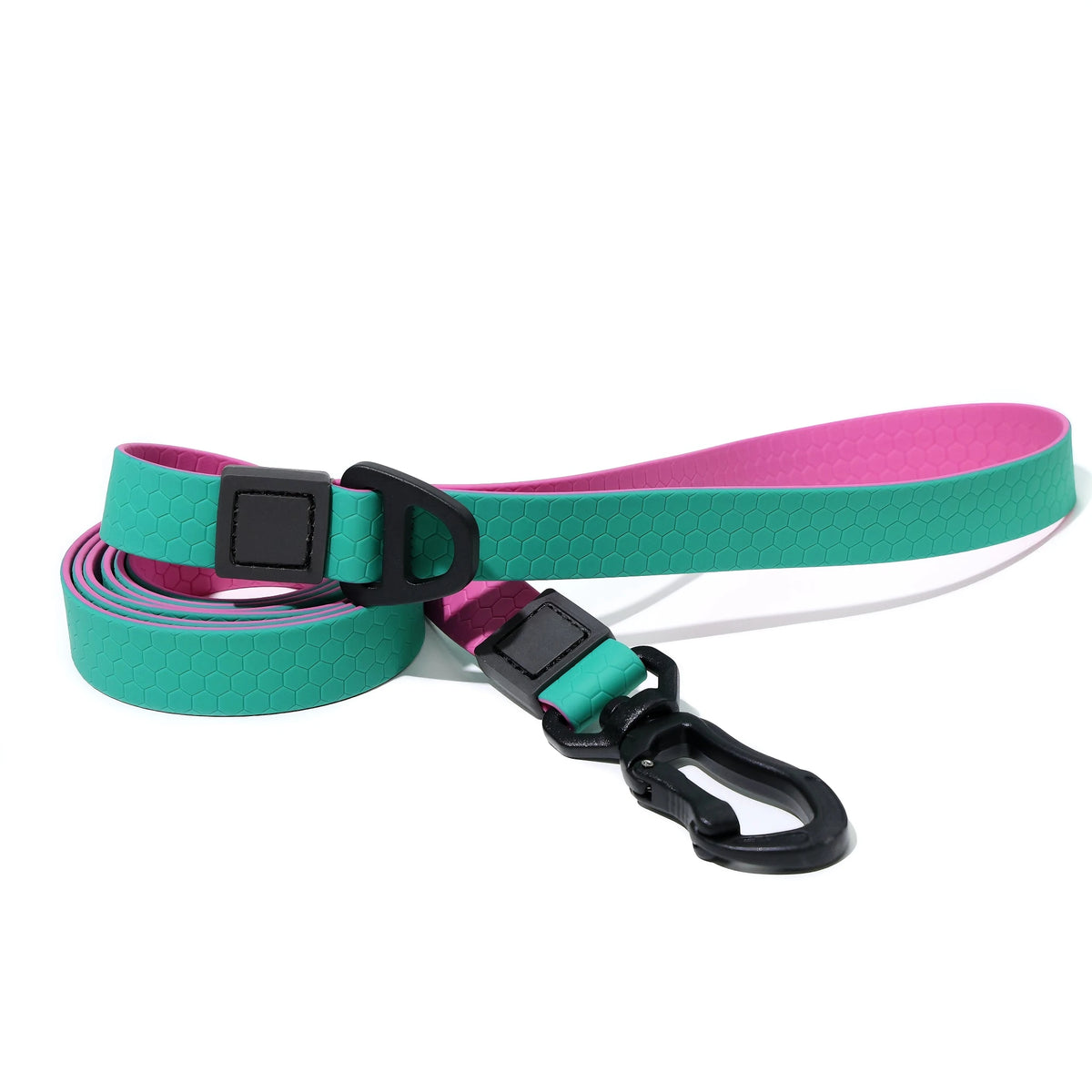 Two‑Tone Waterproof PVC Dog Collar Leash Set with Quick Release Buckle