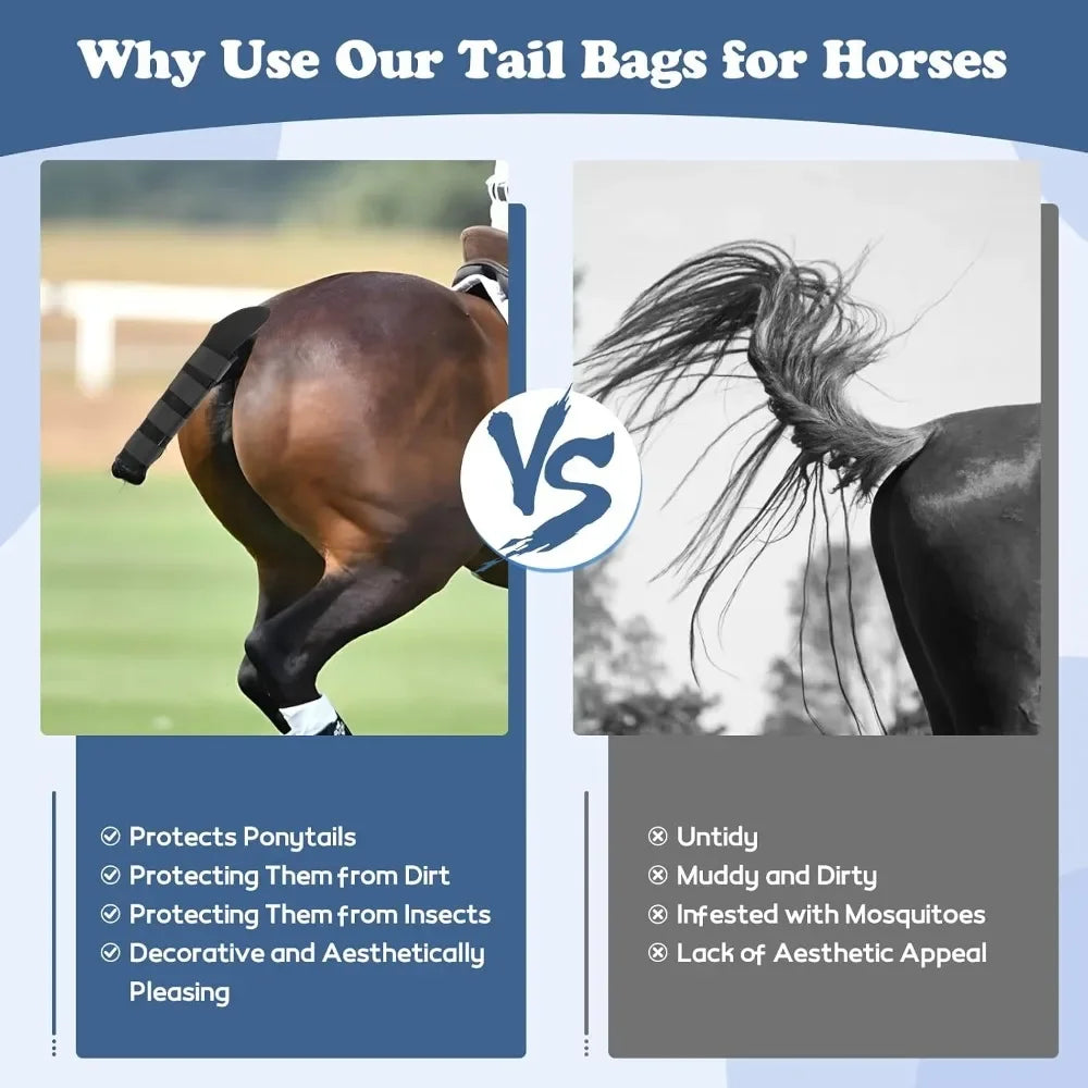 Adjustable Tail Guard with Magic Straps, Anti Rubbing Sleeve for Equestrian Riding Training