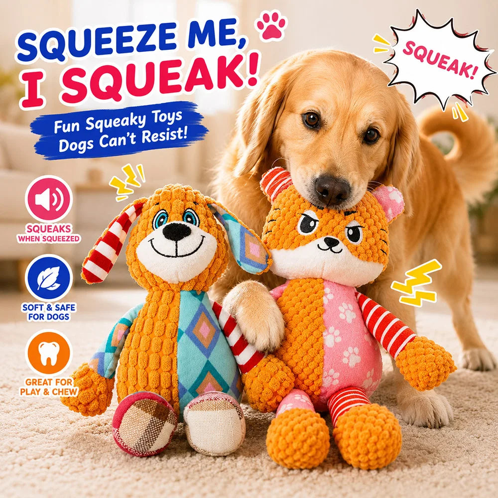 Pet Plush Toy with Squeaker for Dogs & Puppies