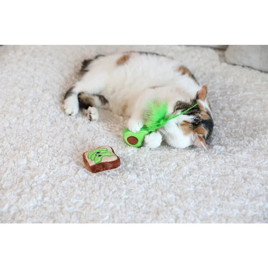Avocado Toast Catnip Interactive Plush Cat Toy, Multicolor, Pack of 2