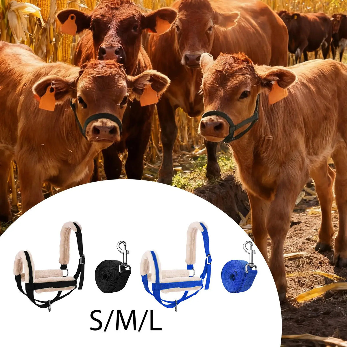 Professional Farm Ranch Animal Bridle Adjustable Nylon Halter with Lead Rope