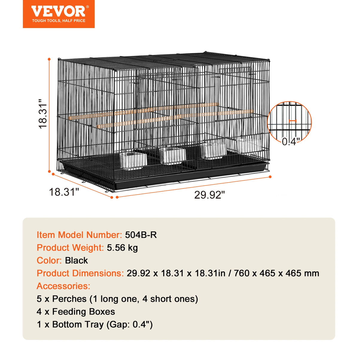 VEVOR 30-Inch Flight Bird Cage - Whiskersnwigglesshop