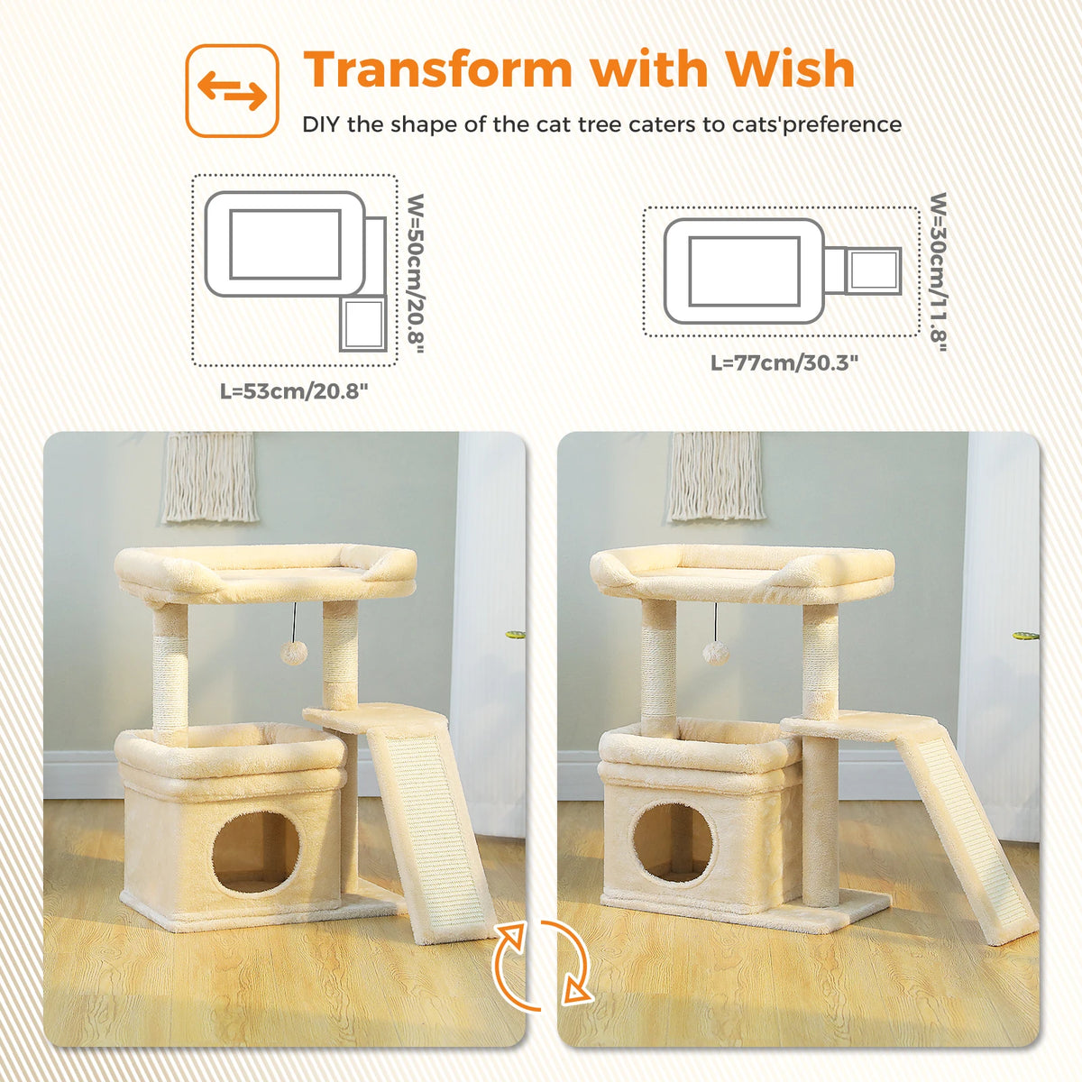 Small Cat Tree Tower with Sisal Scratching Post and Pad for Indoor Cat