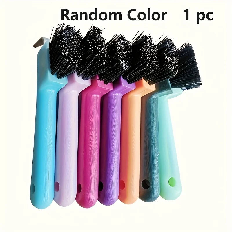 1pc Anti-Slip Soft Grip Hoof Pick Rubber With Brush Plastic Horse Hoof Care