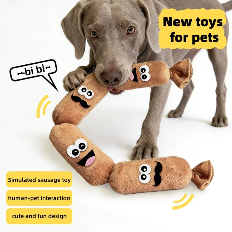 Sausage Shaped Squeaky Plush Dog Toy