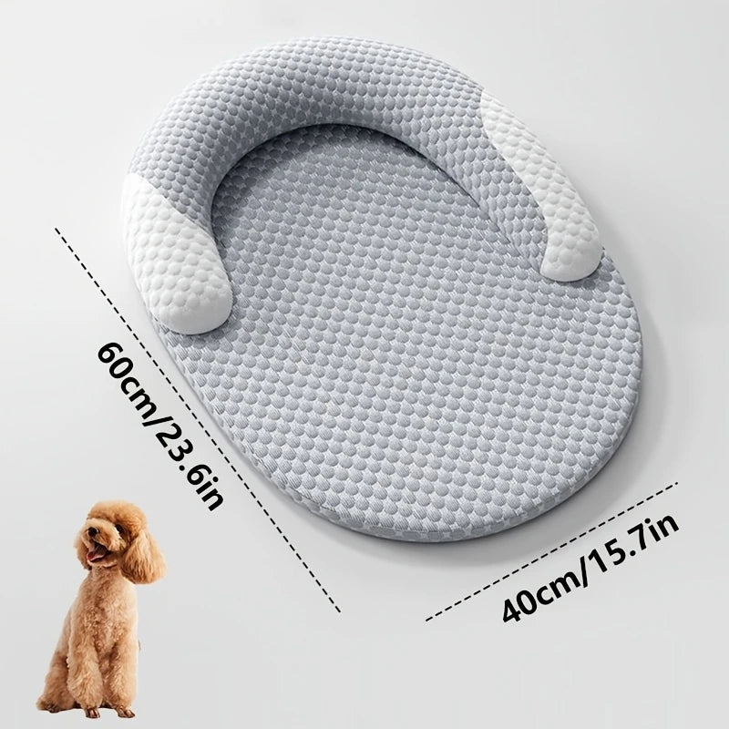 Summer Ice Silk Cooling Dog Bed Oval Breathable Heat Dissipation Pet Mat Nest Cooling Pad