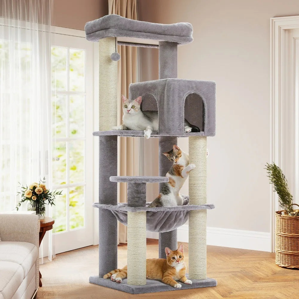 XL Large Cat Tree Tower with Thick Scratching Posts & Toy