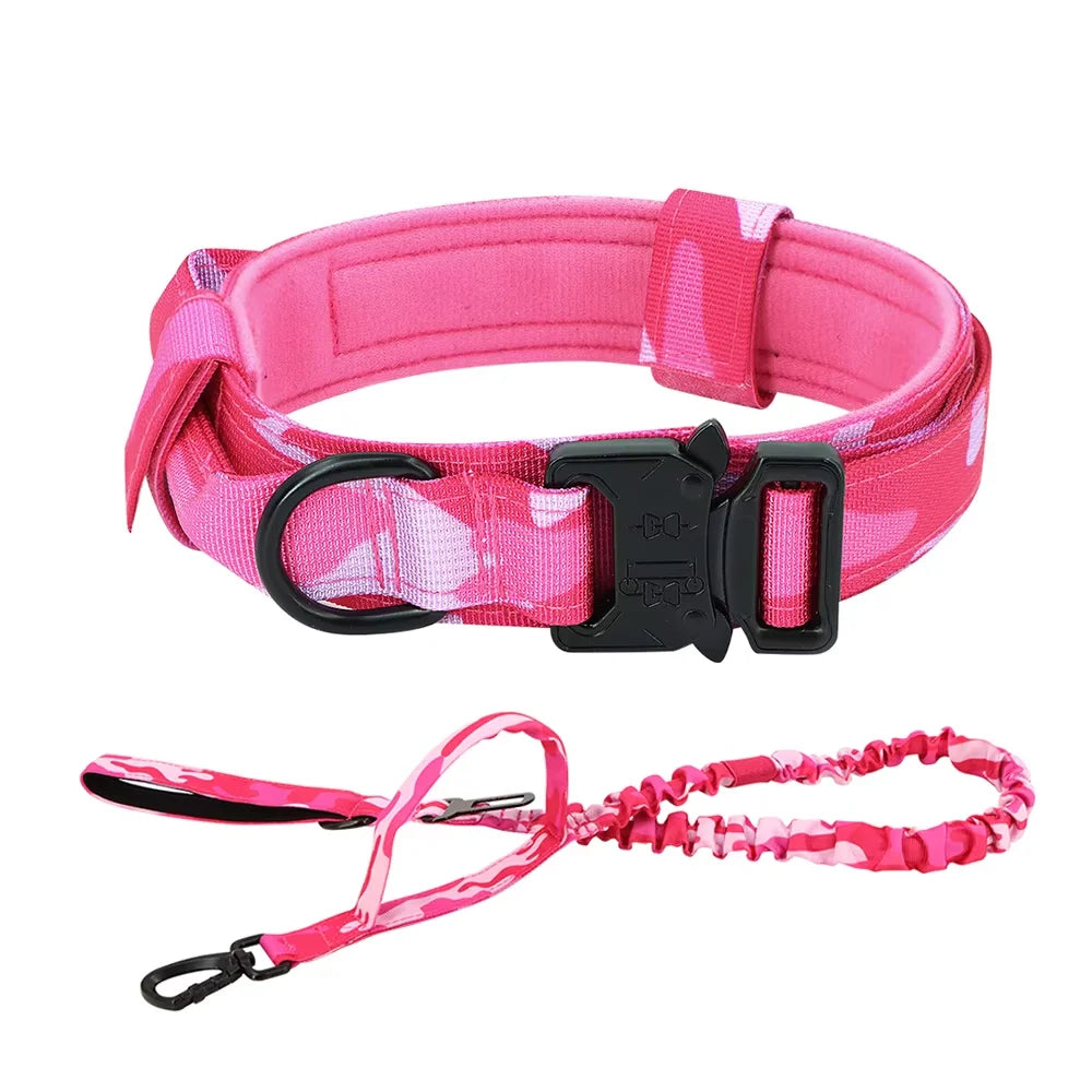 Adjustable Tactical Dog Training Collar And Leash Set with Control Handle Lead Collar