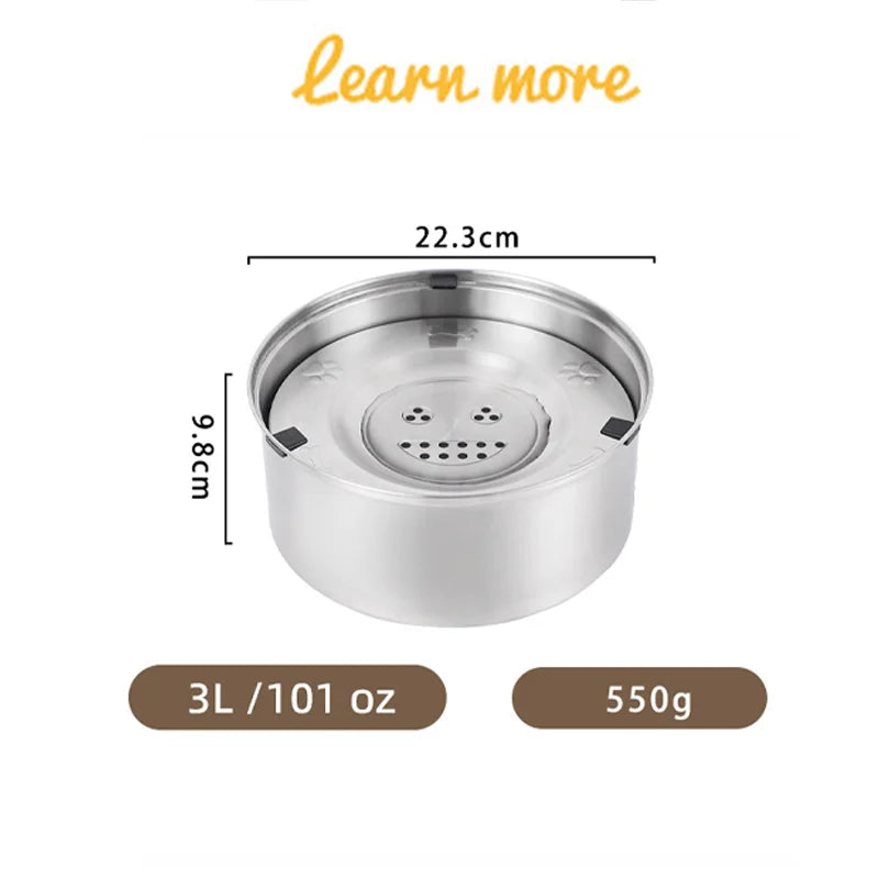 Big Capacity Stainless Steel Dog Floating Bowl/No Spill Anti-Splash Dog Water Dispenser