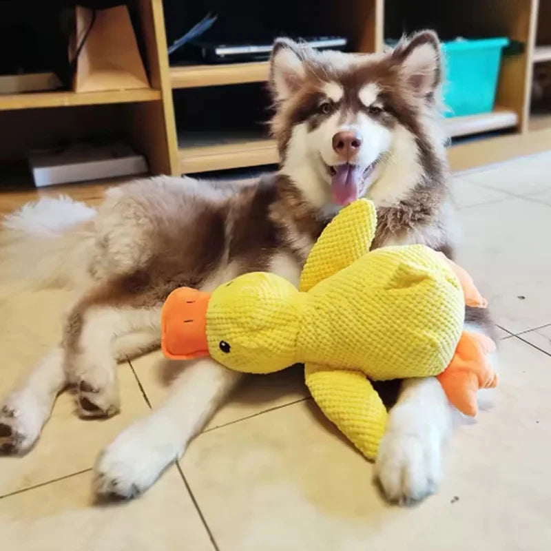 Yellow Duck Plush Dog Toy