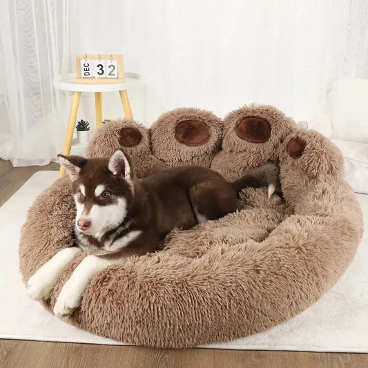 Soft Bear‑Paw Shaped Pet Bed With Non‑Slip Sleeping Cushion