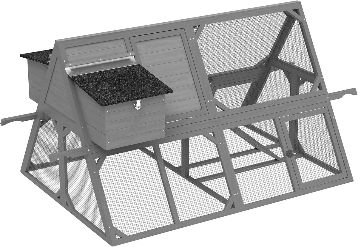 94.5" Wooden Chicken Coop, A-Frame Hen House with Carry Handles, Waterproof Roof & Removable Floor