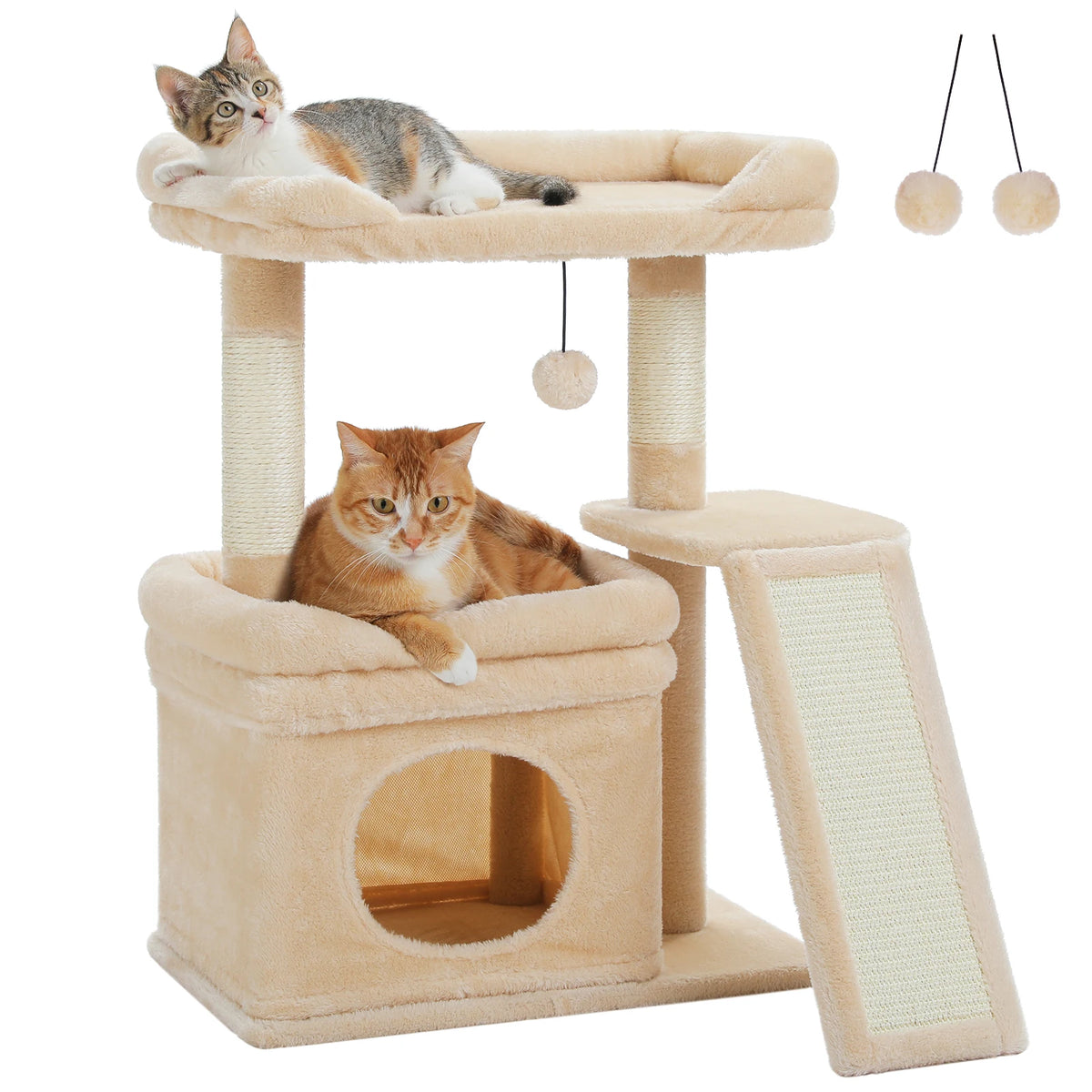 Small Cat Tree Tower with Sisal Scratching Post and Pad for Indoor Cat