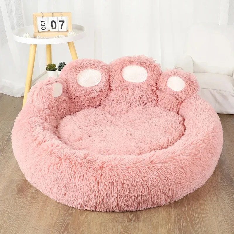 Soft Bear‑Paw Shaped Pet Bed With Non‑Slip Sleeping Cushion
