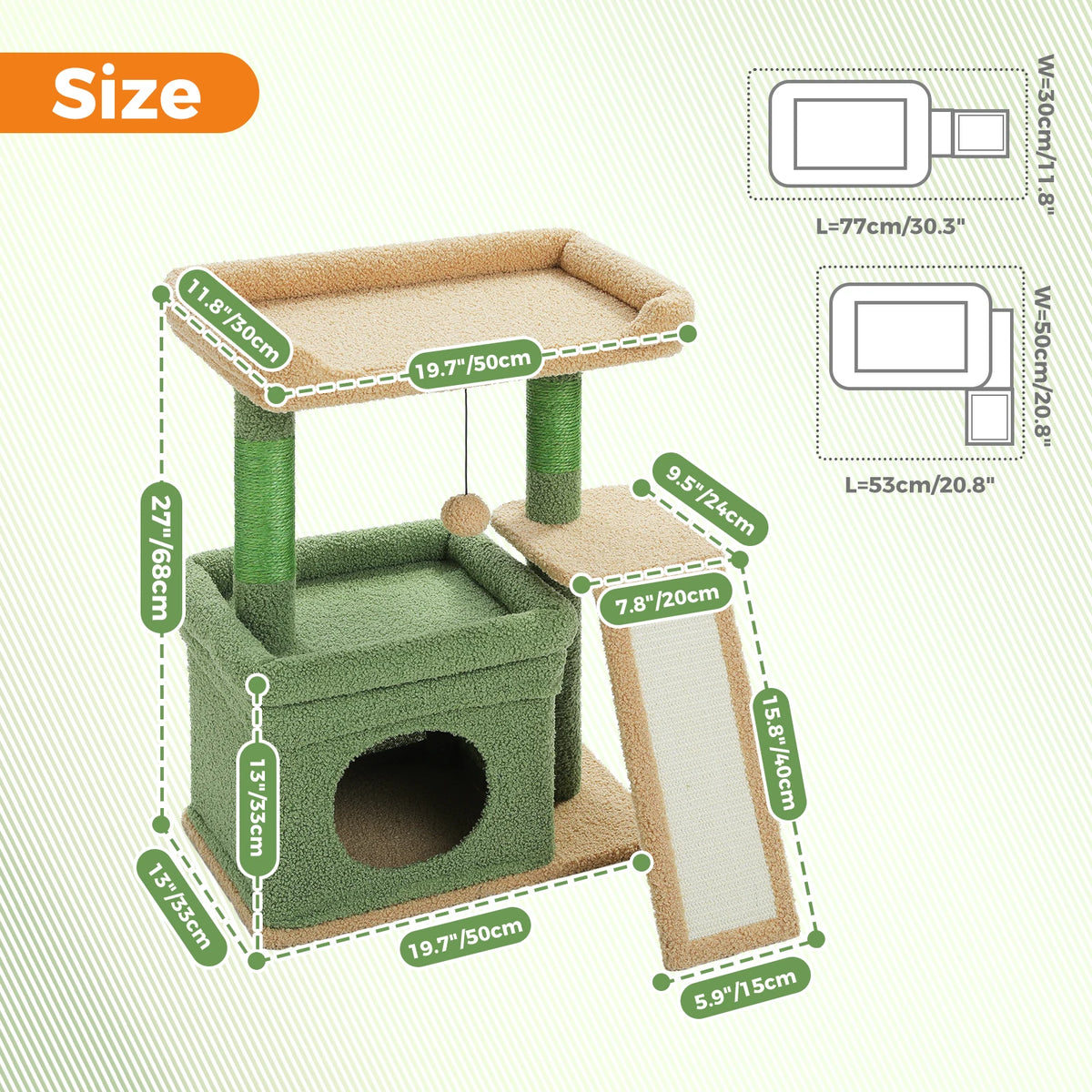 Small Cat Tree Tower with Sisal Scratching Post and Pad for Indoor Cat