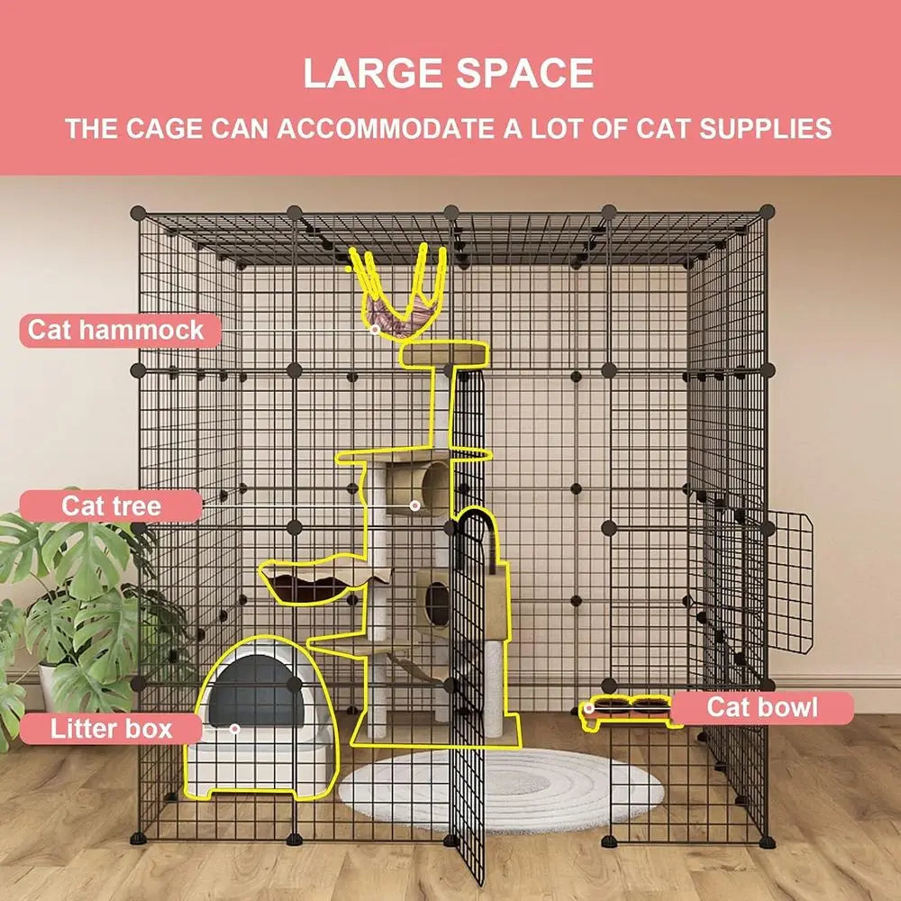Large Cat Enclosure for Indoor With Detachable Panels