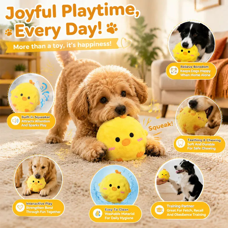 Interactive Squeaky Plush Dog Toy
