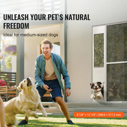 SucceBuy Dog Door Sliding Glass Door Adjustable Height Doggy Pet Door