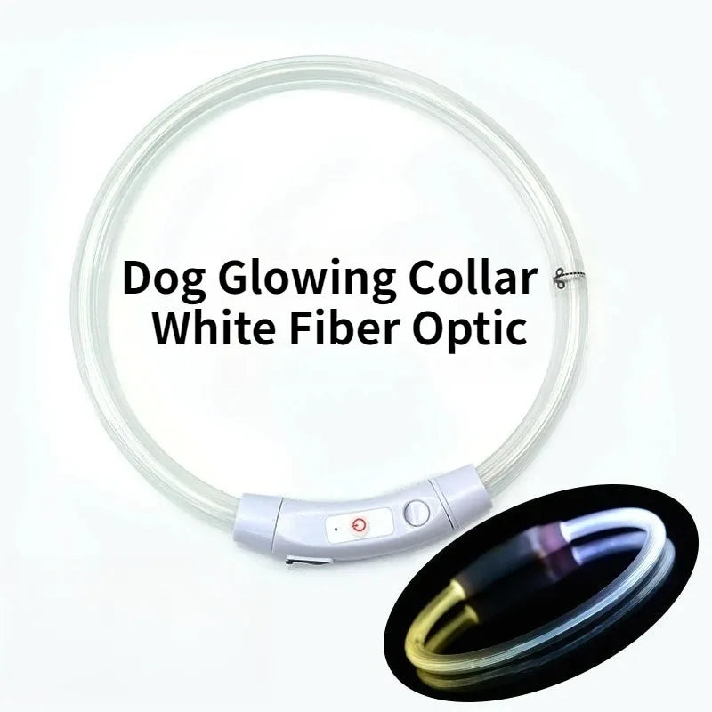 Rechargeable Fiber Optic Night Glow Dog Collar for Enhanced Visability