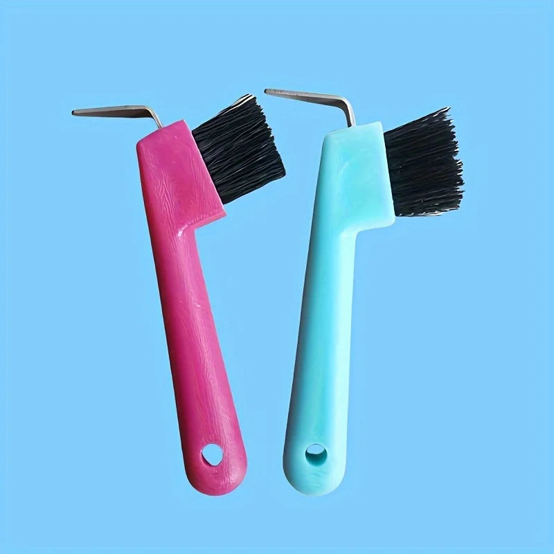 1pc Anti-Slip Soft Grip Hoof Pick Rubber With Brush Plastic Horse Hoof Care