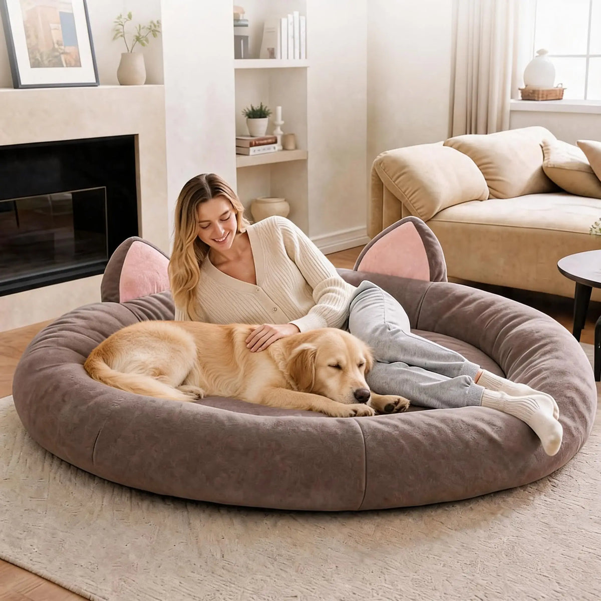 XXL Orthopedic Memory Foam Dog Bed 70x70x9.8in For Large Senior Dog, Waterproof Liner, Washable Cover, and Non-Slip Base