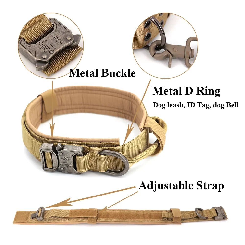 Adjustable Tactical Dog Training Collar And Leash Set with Control Handle Lead Collar