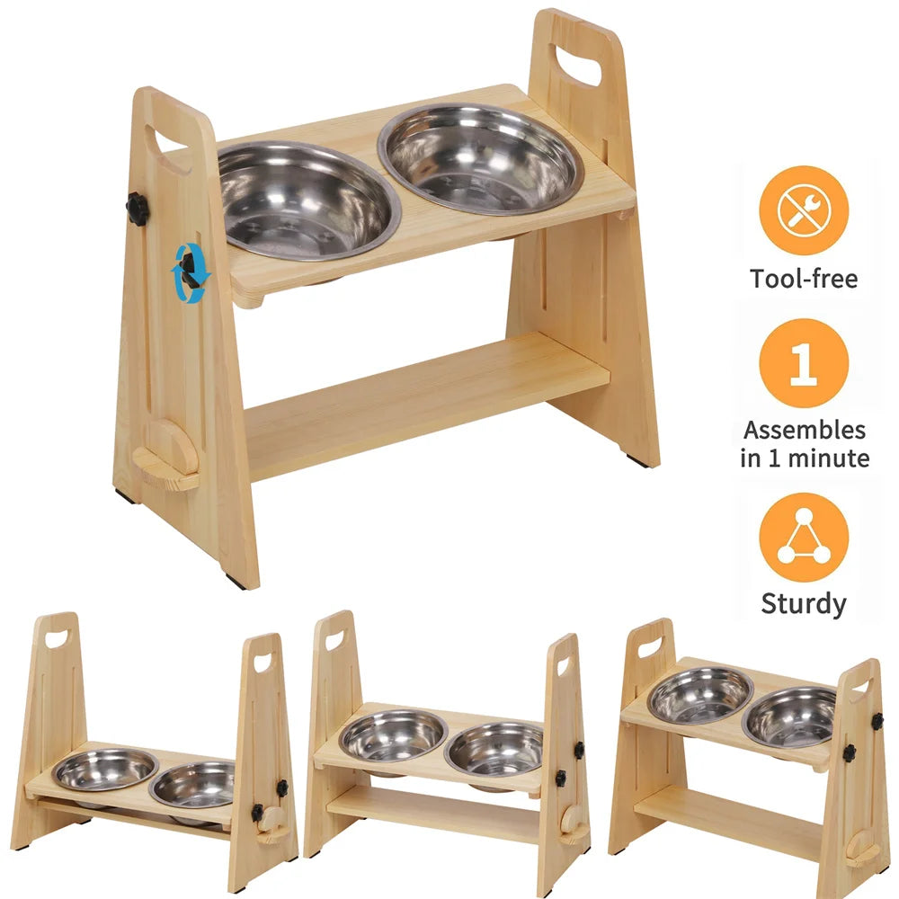 Adjustable Raised Feeder Stand/Feeder Station for Large Medium Small Pets